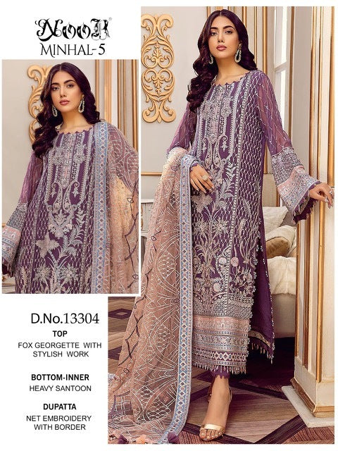 Noor Minhal Vol 5 Georgette Embroidered Wedding Wear Pakistani Salwar Suits