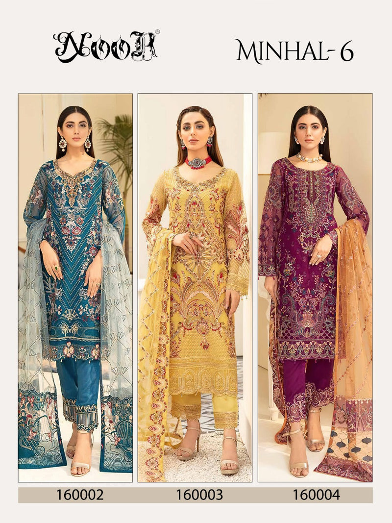 Noor Minhal Vol 6 Georgette Embroidered Pakistani Style Wedding Wear Salwar Suits