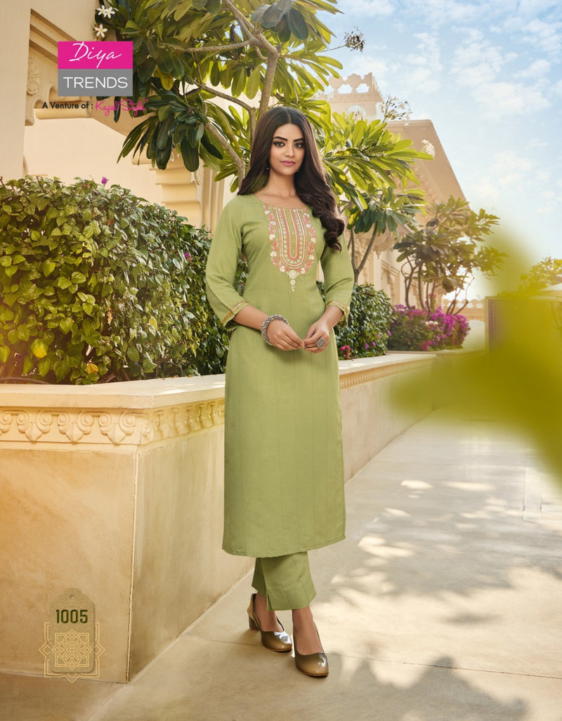 Diya Trendz Mintra Vol 1 Rayon With Heavy Embroidery Work Stylish Designer Casual Look Fancy Kurti
