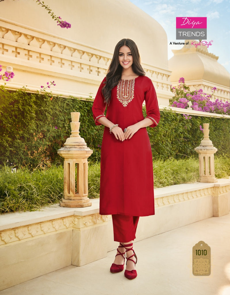 Diya Trendz Mintra Vol 1 Rayon With Heavy Embroidery Work Stylish Designer Casual Look Fancy Kurti