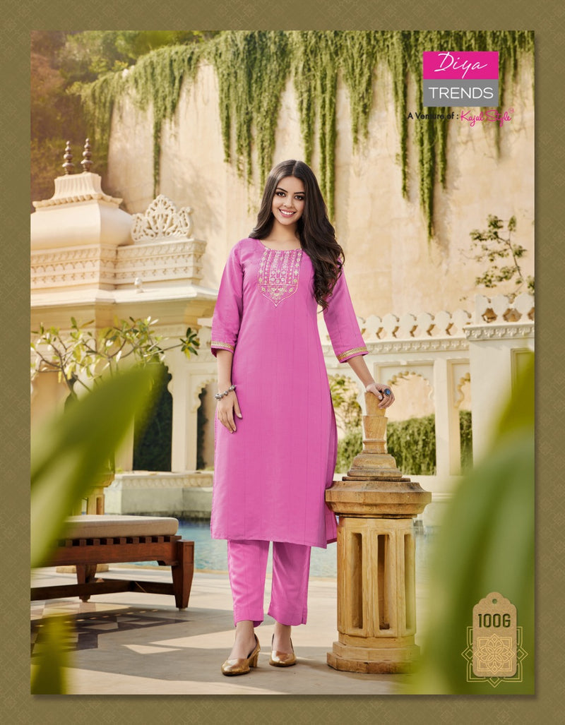 Diya Trendz Mintra Vol 1 Rayon With Heavy Embroidery Work Stylish Designer Casual Look Fancy Kurti