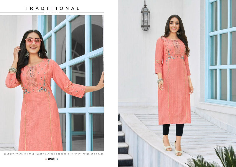 Rangoon Miracal  Nylon Viscose With Heavy Hand Work Stylish Designer Party Wear Casual Look Kurti