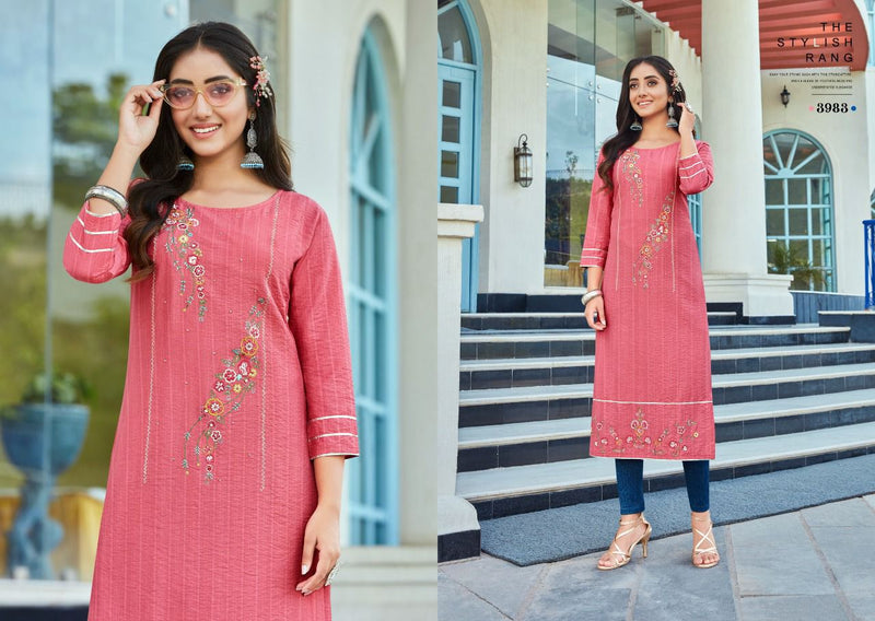 Rangoon Miracal  Nylon Viscose With Heavy Hand Work Stylish Designer Party Wear Casual Look Kurti