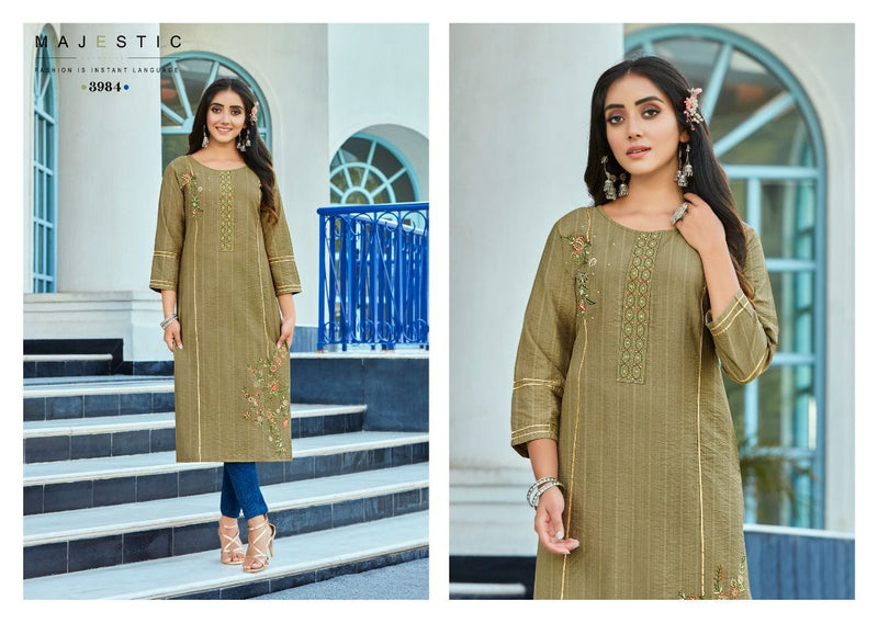 Rangoon Miracal  Nylon Viscose With Heavy Hand Work Stylish Designer Party Wear Casual Look Kurti