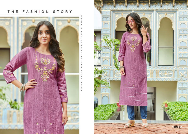 Rangoon Miracal  Nylon Viscose With Heavy Hand Work Stylish Designer Party Wear Casual Look Kurti