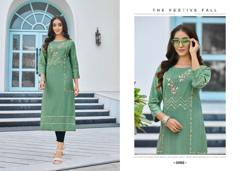 Rangoon Miracal  Nylon Viscose With Heavy Hand Work Stylish Designer Party Wear Casual Look Kurti