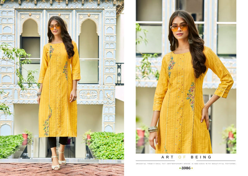 Rangoon Miracal  Nylon Viscose With Heavy Hand Work Stylish Designer Party Wear Casual Look Kurti