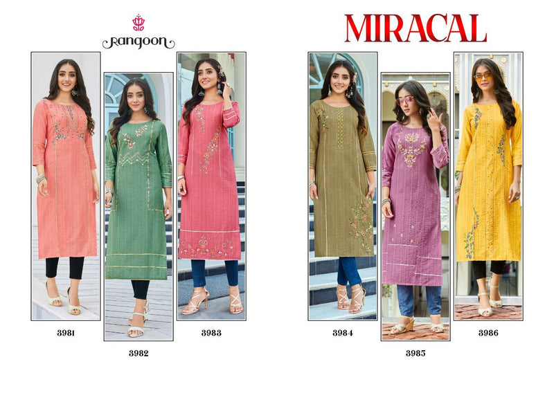 Rangoon Miracal  Nylon Viscose With Heavy Hand Work Stylish Designer Party Wear Casual Look Kurti