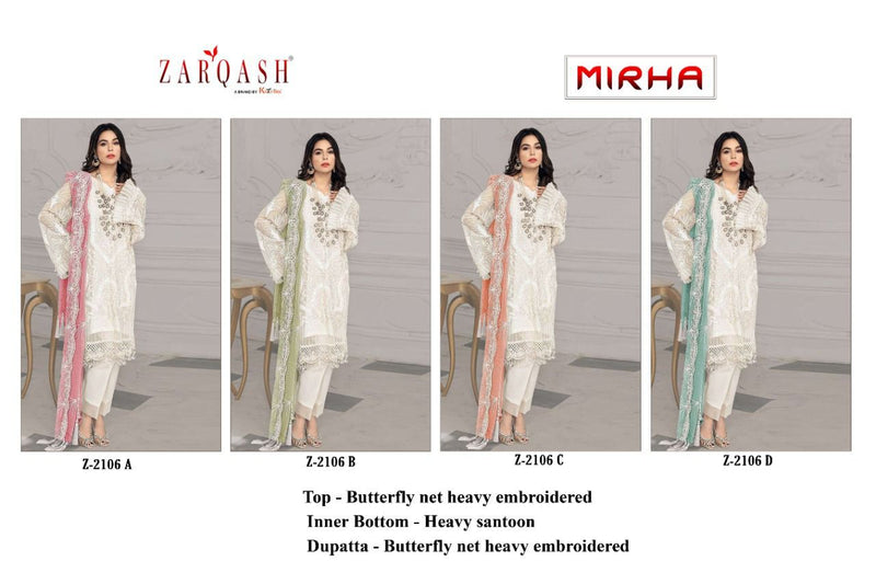 Zarqash Mirha Butterfly Net Heavy Embroidered Pakistani Style Party Wear Salwar Suits