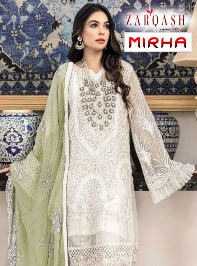 Zarqash Mirha Butterfly Net Heavy Embroidered Pakistani Style Party Wear Salwar Suits