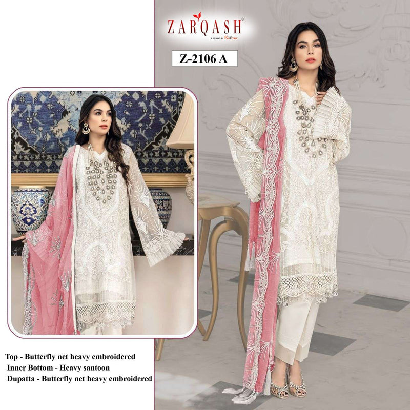 Zarqash Mirha Butterfly Net Heavy Embroidered Pakistani Style Party Wear Salwar Suits