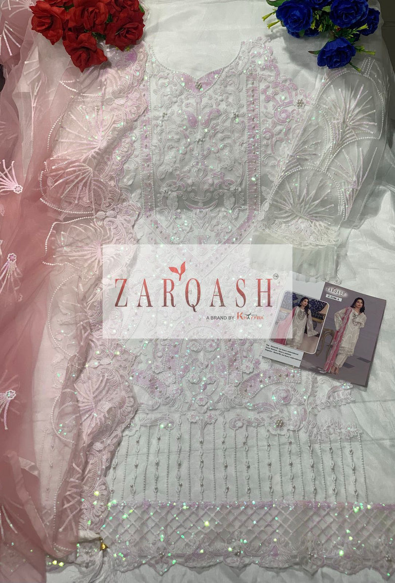 Zarqash Mirha Butterfly Net Heavy Embroidered Pakistani Style Party Wear Salwar Suits