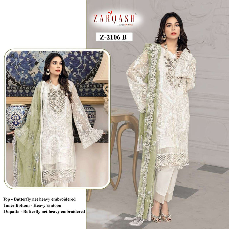 Zarqash Mirha Butterfly Net Heavy Embroidered Pakistani Style Party Wear Salwar Suits