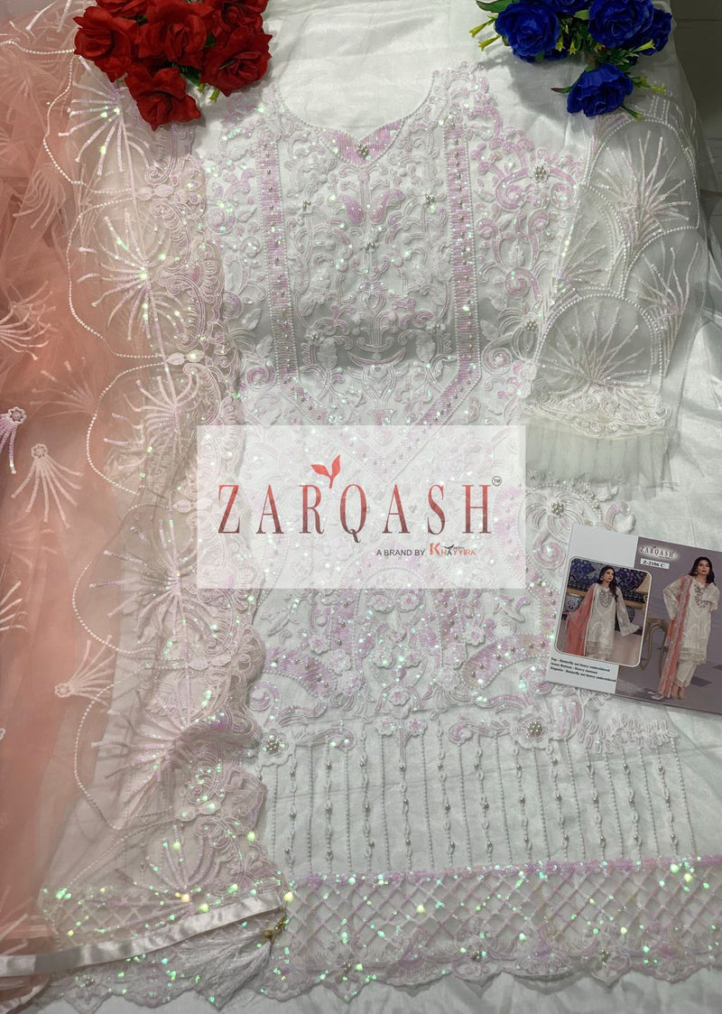 Zarqash Mirha Butterfly Net Heavy Embroidered Pakistani Style Party Wear Salwar Suits
