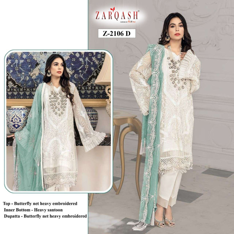 Zarqash Mirha Butterfly Net Heavy Embroidered Pakistani Style Party Wear Salwar Suits