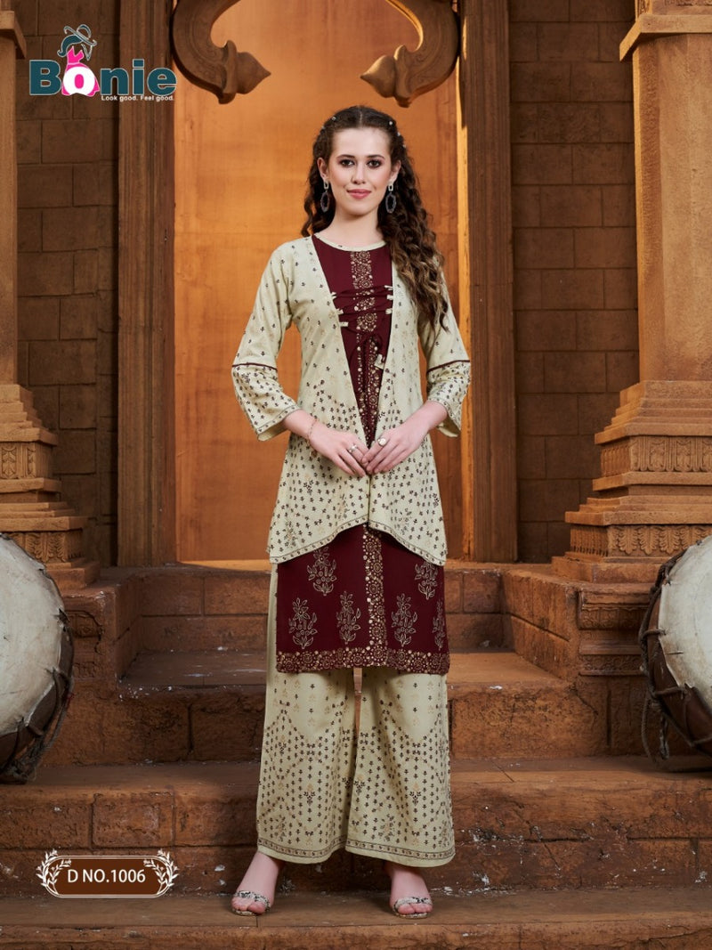 Bonie Mirror Vol 3 Rayon Stylish Party Wear Kurtis With Jacket