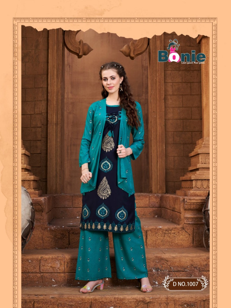 Bonie Mirror Vol 3 Rayon Stylish Party Wear Kurtis With Jacket