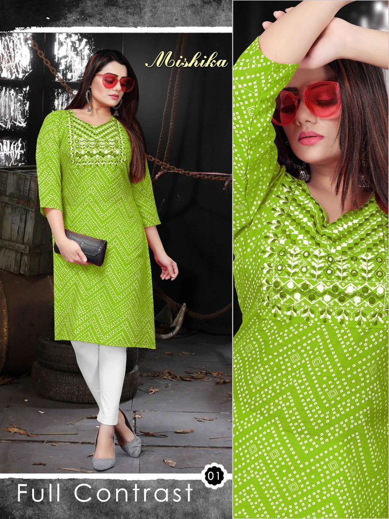 Golden Mishika Vol 2 Rayon Lurex With Fancy Prints Designer Party Wear Kurtis