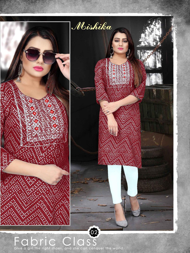 Golden Mishika Vol 2 Rayon Lurex With Fancy Prints Designer Party Wear Kurtis