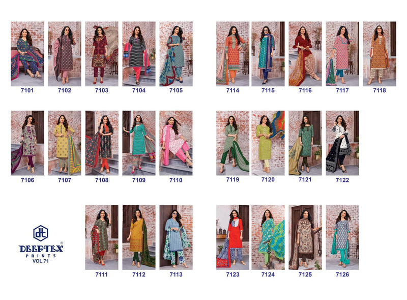 Deeptex Prints Miss India Vol 71 Cotton Printed Festive Wear Salwar Suits
