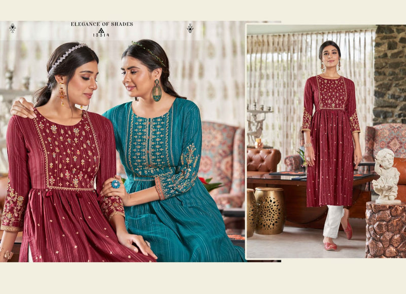 Kalaroop Misthi Rayon With Heavy Embroidery Work Stylish Designer Fancy Casual Look Kurti