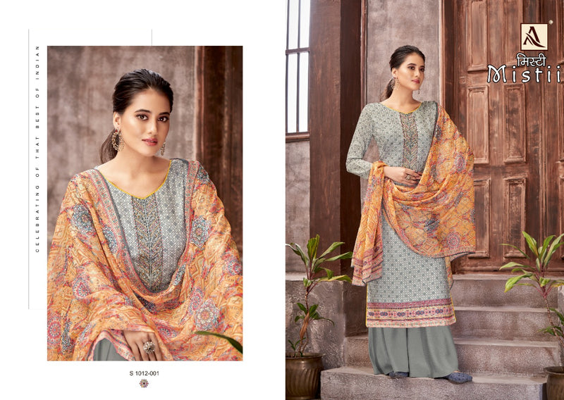 Alok Suits Misti Pure Jam Cotton Fancy Embroidery Swarovski Diamond Work Fancy Designer Partywear Salwar Suit