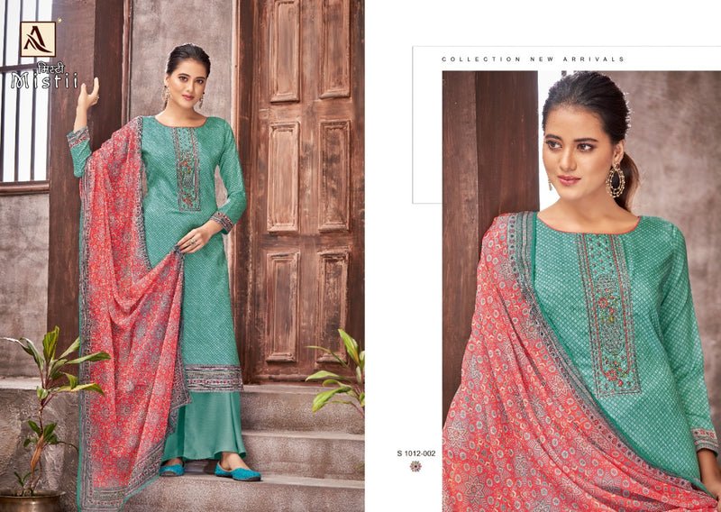 Alok Suits Misti Pure Jam Cotton Fancy Embroidery Swarovski Diamond Work Fancy Designer Partywear Salwar Suit