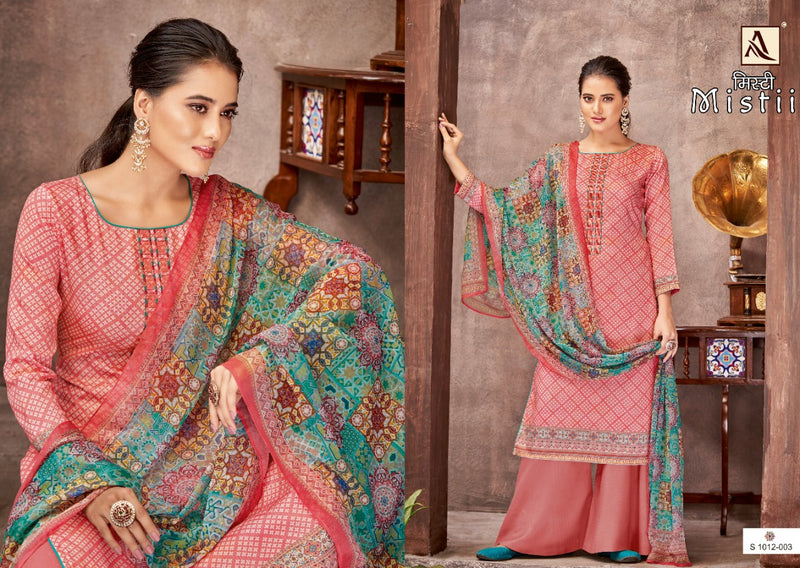 Alok Suits Misti Pure Jam Cotton Fancy Embroidery Swarovski Diamond Work Fancy Designer Partywear Salwar Suit