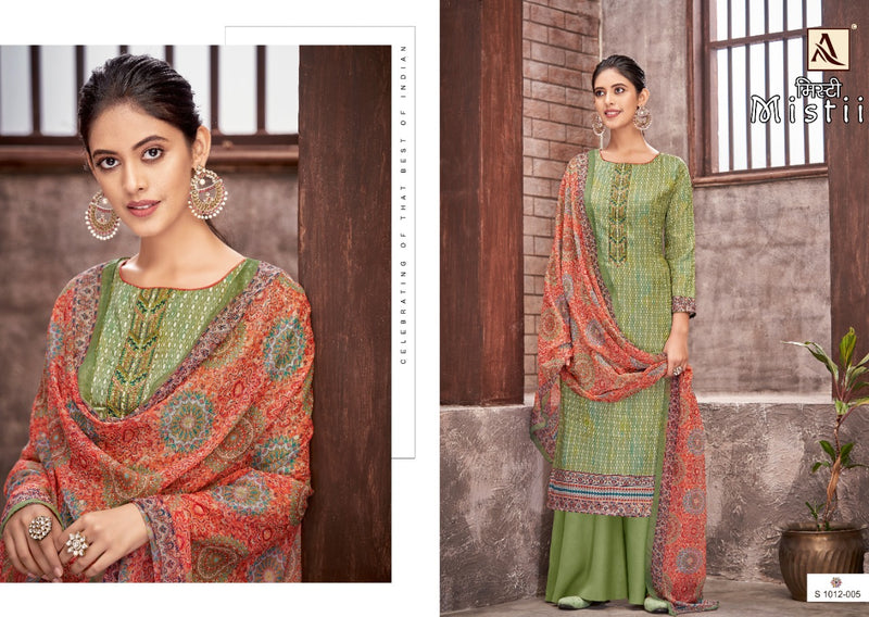 Alok Suits Misti Pure Jam Cotton Fancy Embroidery Swarovski Diamond Work Fancy Designer Partywear Salwar Suit