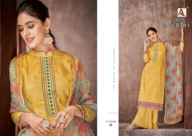 Alok Suits Misti Pure Jam Cotton Fancy Embroidery Swarovski Diamond Work Fancy Designer Partywear Salwar Suit