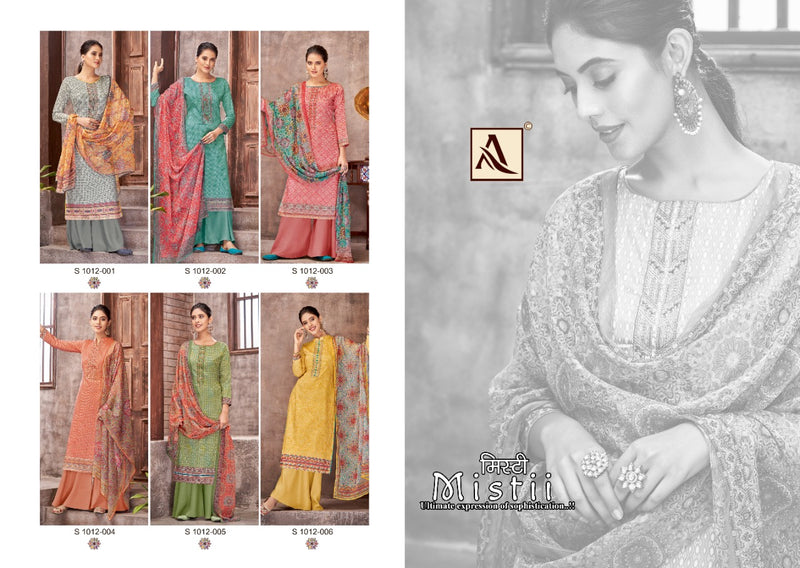 Alok Suits Misti Pure Jam Cotton Fancy Embroidery Swarovski Diamond Work Fancy Designer Partywear Salwar Suit
