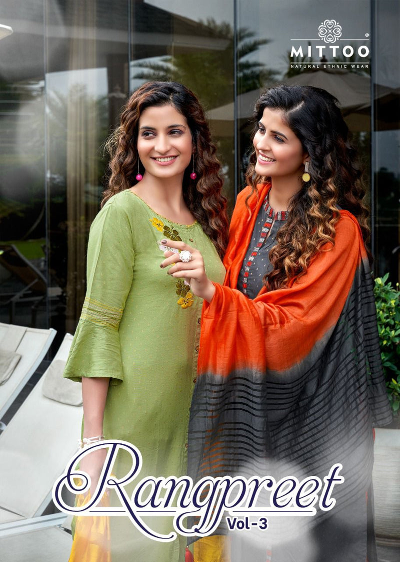 Mittoo Rangpreet Vol 3 Viscose Jacquard Butti Embroidery Work Kurti