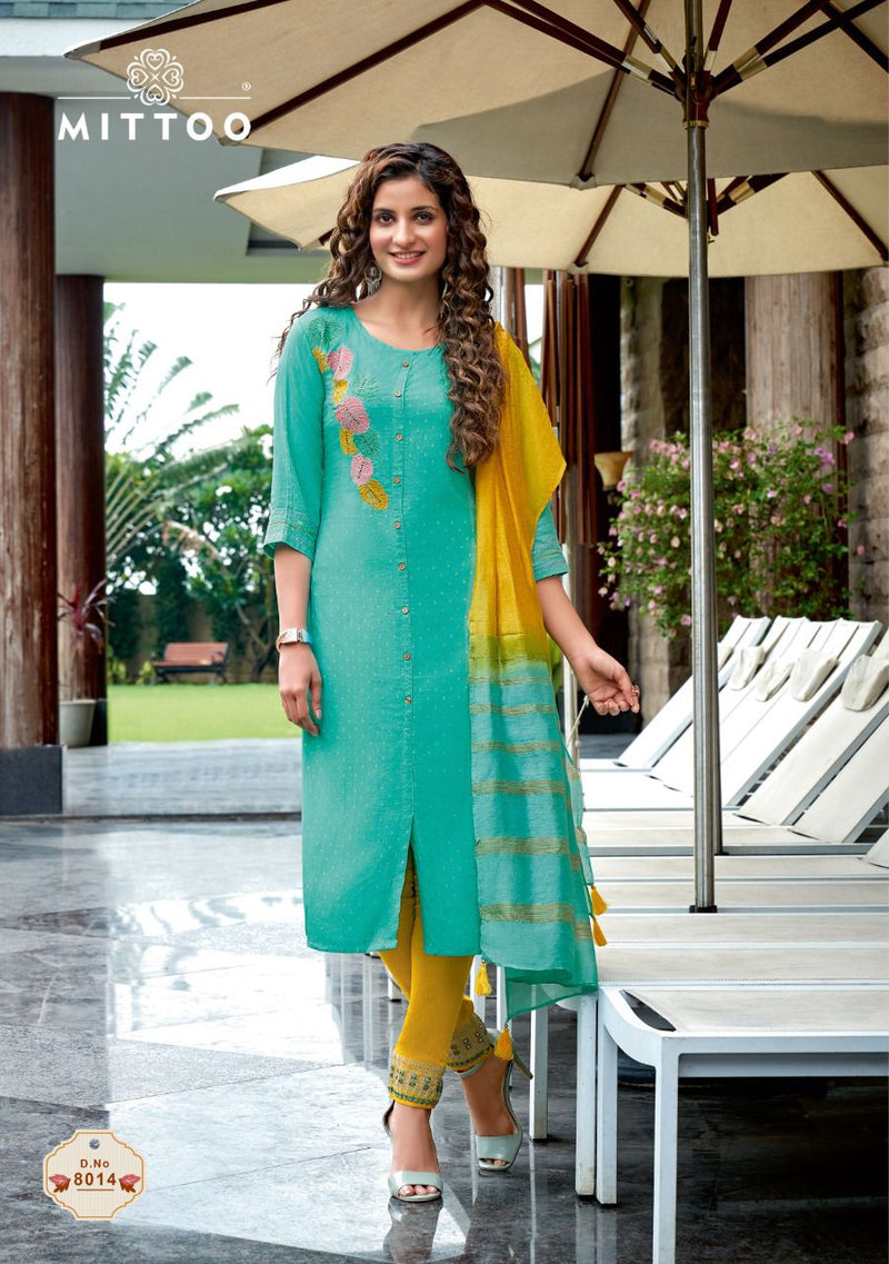 Mittoo Rangpreet Vol 3 Viscose Jacquard Butti Embroidery Work Kurti