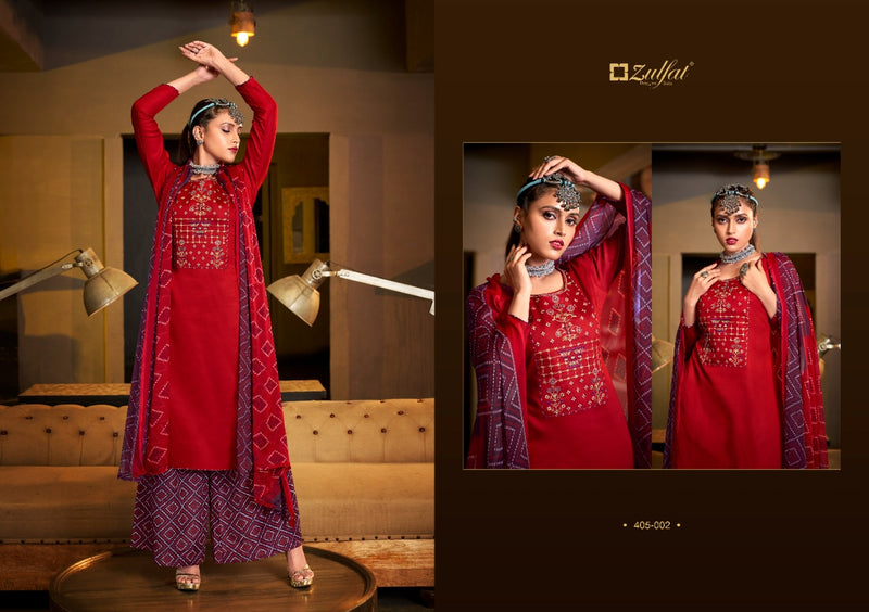 Zulfat Designer Suits Mohini Jam Cotton Party Wear Salwar Suits