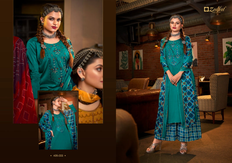 Zulfat Designer Suits Mohini Jam Cotton Party Wear Salwar Suits