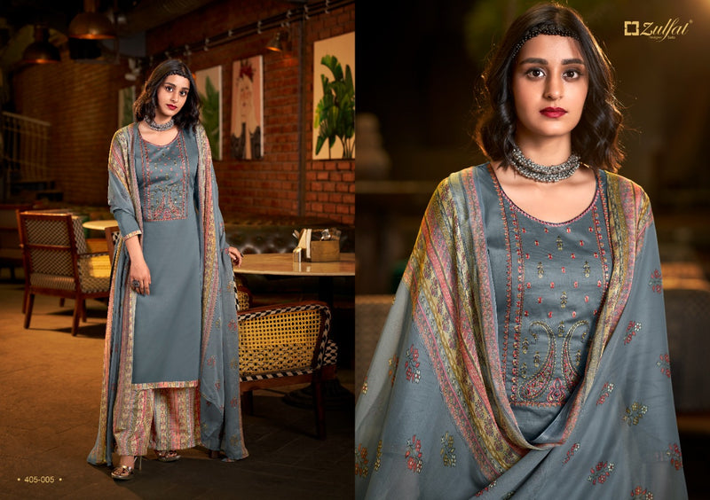 Zulfat Designer Suits Mohini Jam Cotton Party Wear Salwar Suits