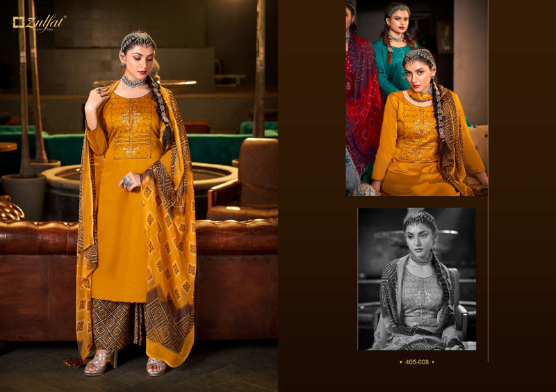 Zulfat Designer Suits Mohini Jam Cotton Party Wear Salwar Suits