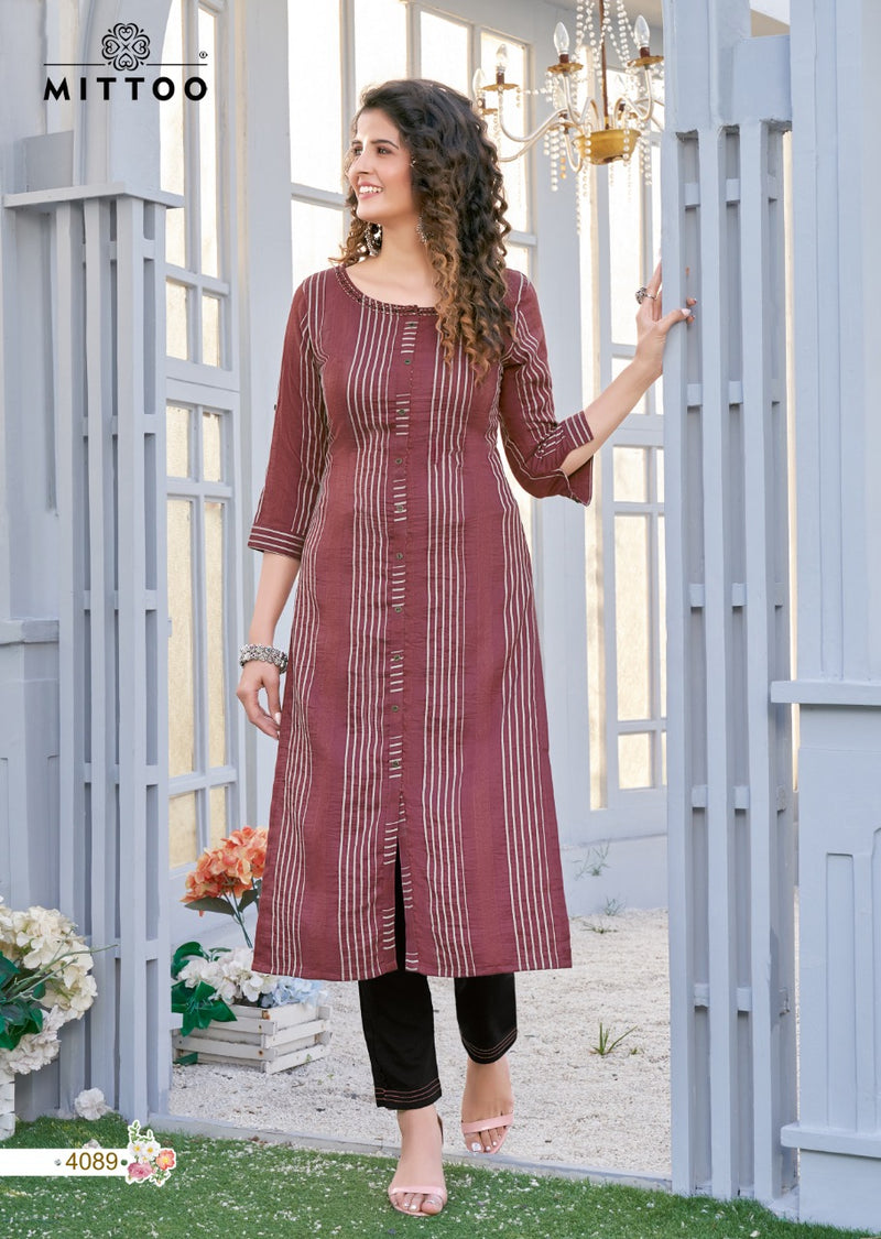 Mittoo Mohini Vol 11 Weaving Strips Casual Wear Fancy Kurtis With Bottom