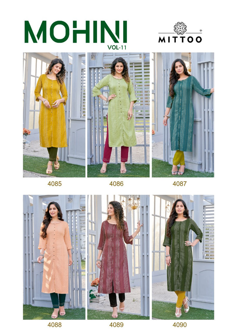 Mittoo Mohini Vol 11 Weaving Strips Casual Wear Fancy Kurtis With Bottom