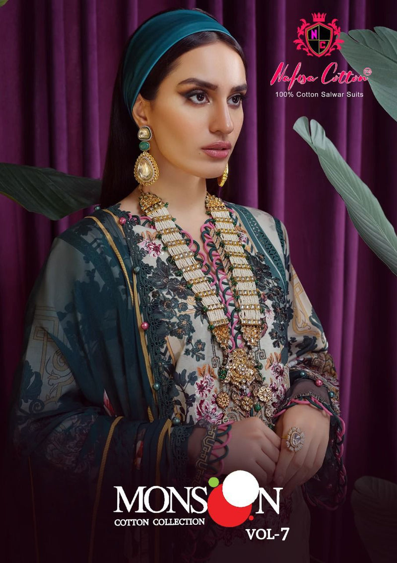 Nafisa Monsoon Collection Vol 7 Pure Cotton With Printed Work Stylish Designer Pakistani Party Wear Salwar Kameez