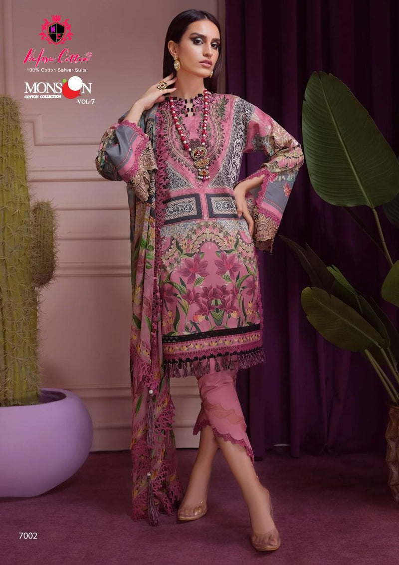 Nafisa Monsoon Collection Vol 7 Pure Cotton With Printed Work Stylish Designer Pakistani Party Wear Salwar Kameez