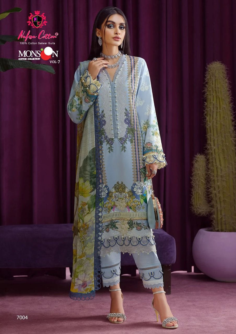 Nafisa Monsoon Collection Vol 7 Pure Cotton With Printed Work Stylish Designer Pakistani Party Wear Salwar Kameez