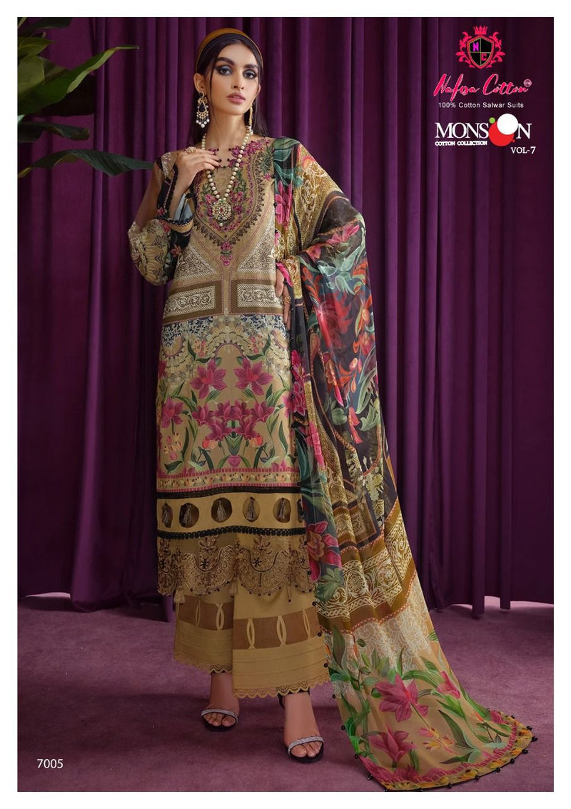 Nafisa Monsoon Collection Vol 7 Pure Cotton With Printed Work Stylish Designer Pakistani Party Wear Salwar Kameez