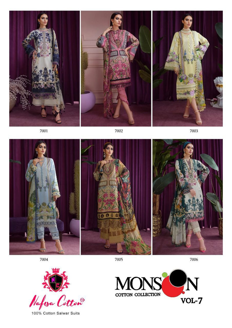 Nafisa Monsoon Collection Vol 7 Pure Cotton With Printed Work Stylish Designer Pakistani Party Wear Salwar Kameez