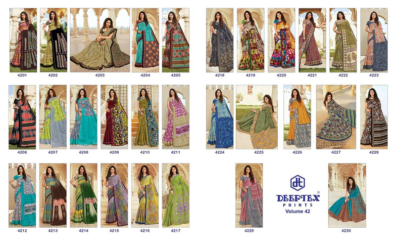 Deeptex Prints Mother India Vol 42 Pure Cotton Printed Beautiful Collections Of   Festive Wear Sarees