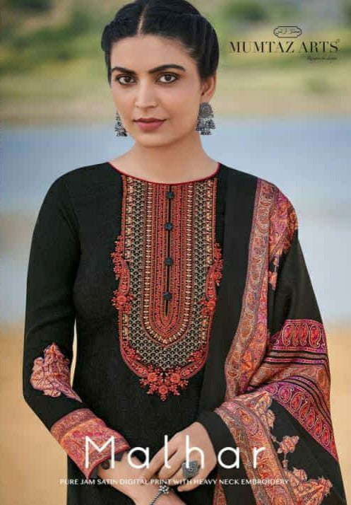Mumtaz Arts Malhar Jam Satin Embroidered Party Wear Salwar Suits