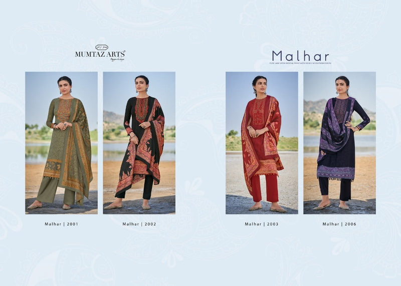 Mumtaz Arts Malhar Jam Satin Embroidered Party Wear Salwar Suits