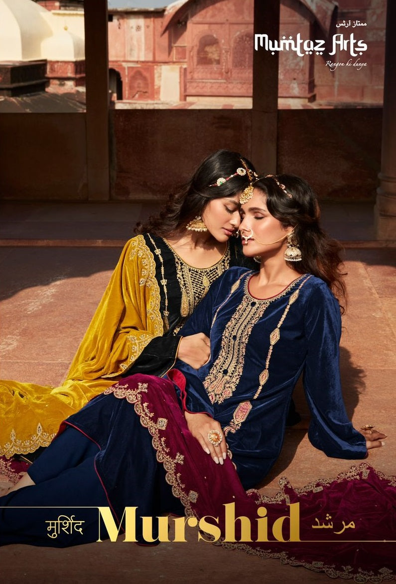 Mumtaz Arts Murshid Velvet With Heavy Embroidery Work Stylish Designer Wedding Wear Salwar Kameez