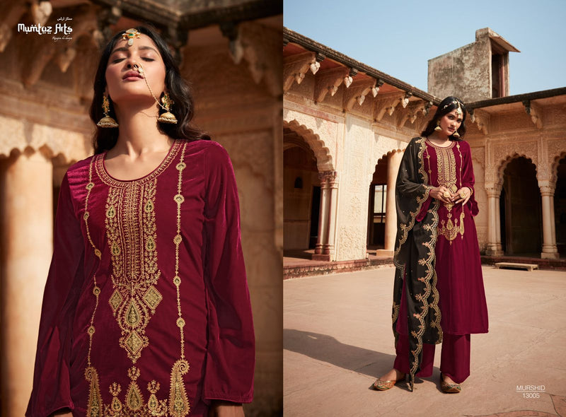 Mumtaz Arts Murshid Velvet With Heavy Embroidery Work Stylish Designer Wedding Wear Salwar Kameez