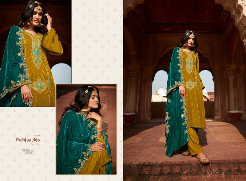 Mumtaz Arts Murshid Velvet With Heavy Embroidery Work Stylish Designer Wedding Wear Salwar Kameez